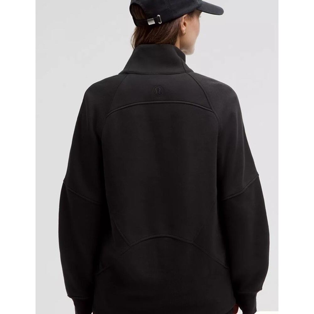 Lululemon Scuba Oversized Funnel Neck Half Zip Sweatshirt Black M/L Front Pocket - Picture 2 of 5